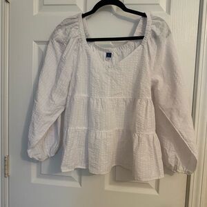Old Navy babydoll White Textured Blouse